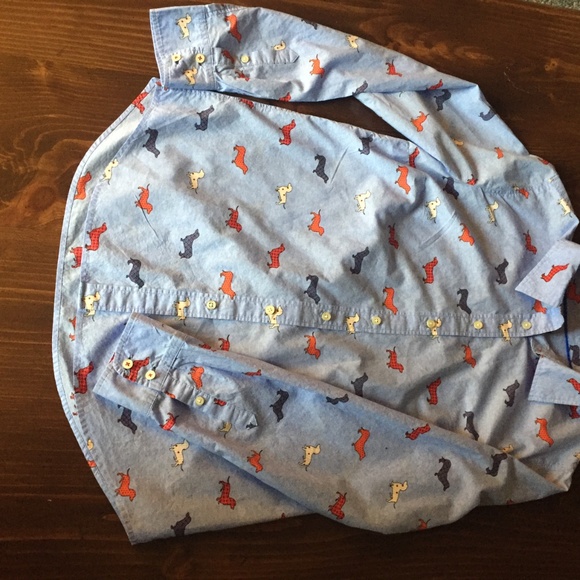 Talbots Dachshund Dog Print Button Front Shirt - Picture 2 of 3